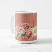 Shabby Chic Bloemenpoedel met Rozen tafellamp Koffiemok (Voorkant links)