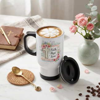 Shabby Chic bloemig Geloven Hoop Liefde Reisbeker