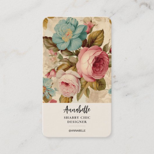 Shabby Chic Blooms Feminine Carte de visite (Devant)