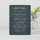 Shabby Chic Blue Damask Rehearsal Dinner Kaart (Staand voorkant)