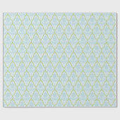 Shabby Chic Blue en Green Damask Cadeaupapier (Vlak)