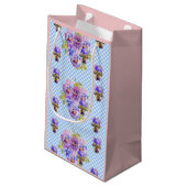 Shabby Chic Blue En vichy fleurs Floral Cadeau Sac (Dos Angle)