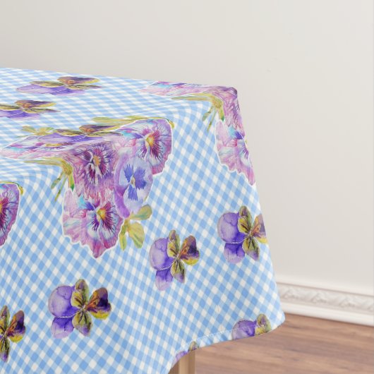 Shabby Chic Blue En vichy Pansy Floral Nappe (In Situ)