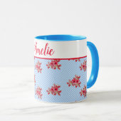 Shabby Chic Blue Floral Lily En vichy Art Mug (Devant droit)