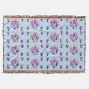 Shabby Chic Blue Floral Throw Rug Deken