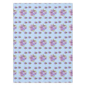 Shabby Chic Blue Gingham Pansy Bloemen Tafelkleed (Voorkant)