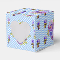 Shabby Chic Blue Gingham Pansy Floral Cake Favor