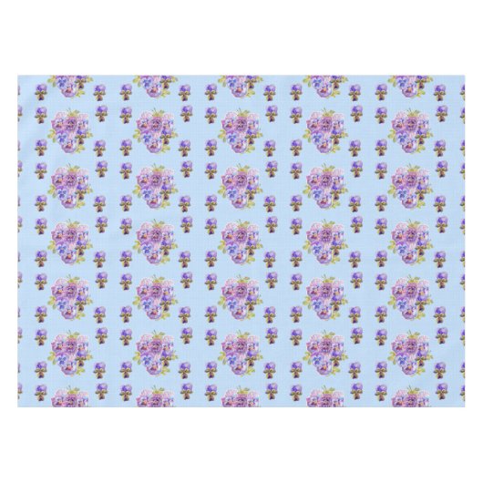 Shabby Chic Blue Pansy Floral Ditsy Nappe (Devant (Horizontal))