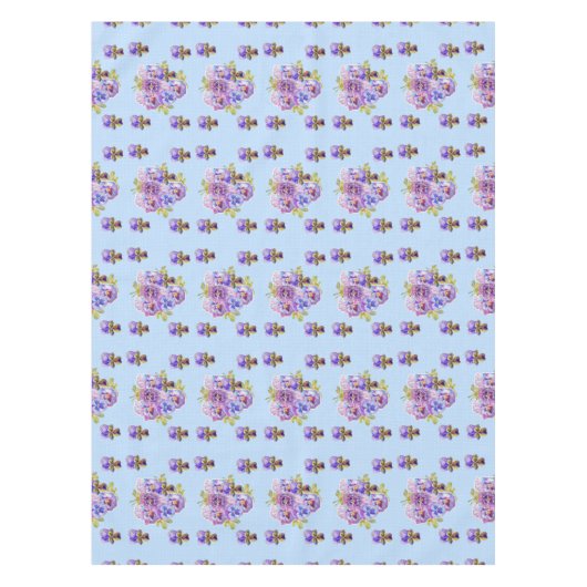 Shabby Chic Blue Pansy Floral Ditsy Nappe (Devant)