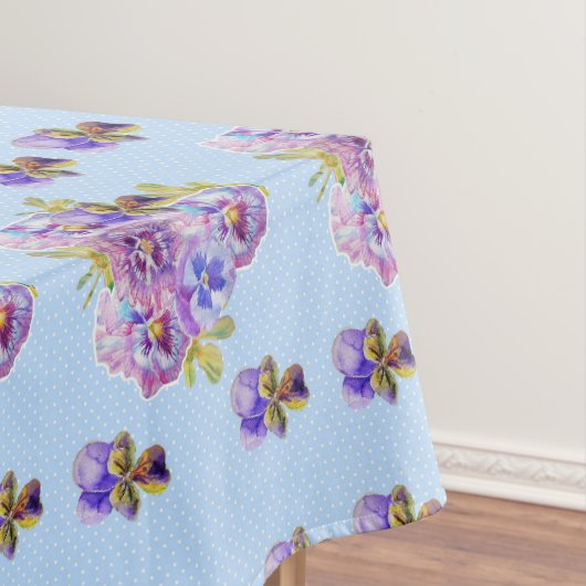 Shabby Chic Blue Pansy Floral Ditsy Tafelkleed (Voorbeeld)