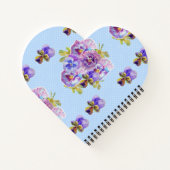 Shabby Chic Blue Pansy Floral Dot Damas Notitieboe Notitieboek (Achterkant)