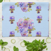 Shabby Chic Blue Pansy Floral Dot Tea Towel Theedoek (Gevouwen)