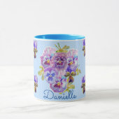 Shabby Chic Blue Pansy Floral Polka Dot Mug (Centre)