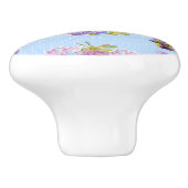 Shabby Chic Blue Pansy Keramische Knop (Zijkant)