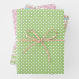 Shabby Chic Blue Pink Green Stripes Patroon Inpakpapier Vel