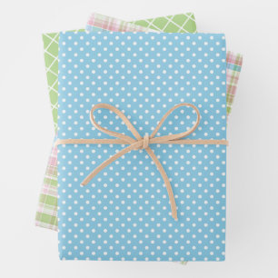 Shabby Chic Blue Pink Green Stripes Patroon Inpakpapier Vel