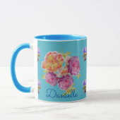 Shabby Chic Blue Rose Floral Viola Flower Mug (Gauche)