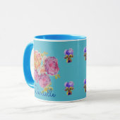 Shabby Chic Blue Rose Floral Viola Flower Mug (Devant gauche)