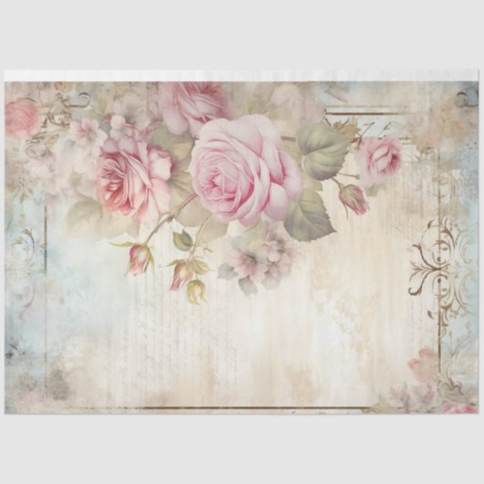  shabby chic blush Engels rozen ephemera Tissuepapier (Voorkant)