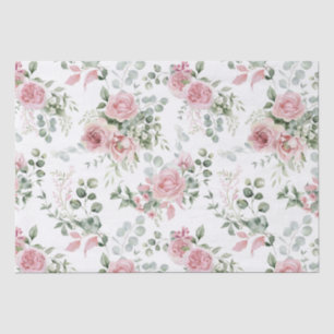 Shabby Chic Blush Pink Roses Eucalyptus Greenery Tissuepapier
