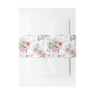 Shabby Chic Blush Pink Roses Eucalyptus Greenery Uitnodigingen Wikkel