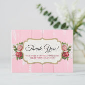 Shabby Chic Bois Rustique Rose Carte de remercieme (Debout devant)