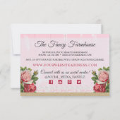 Shabby Chic Bois Rustique Rose Carte de remercieme (Dos)