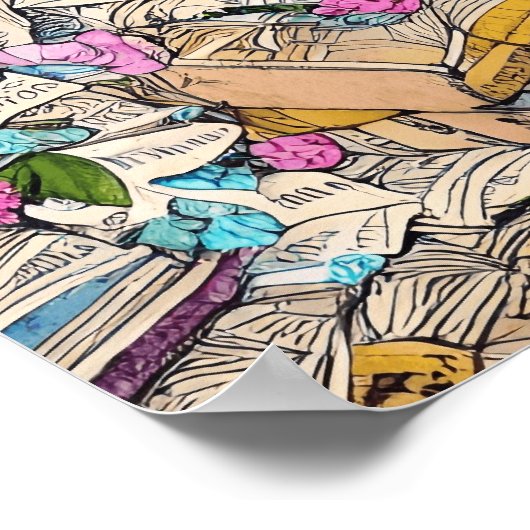 Shabby Chic Book Illustration Poster (Hoek)