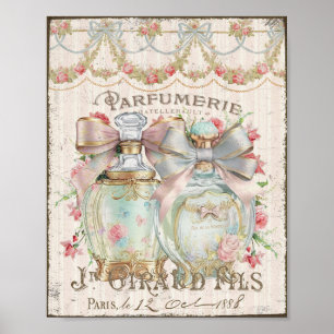Shabby Chic Bouteilles de parfum Poster en françai