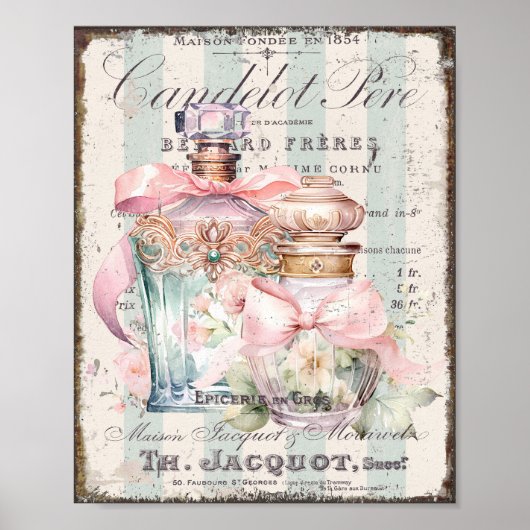 Shabby Chic Bouteilles de parfum Poster en françai (Devant)