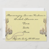 Shabby Chic BRIDAL SHOWER INVITATION DAMASK Wallpa Kaart (Achterkant)