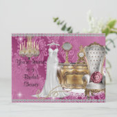 Shabby Chic BRIDAL SHOWER INVITATION DAMASK Wallpa Kaart (Staand voorkant)