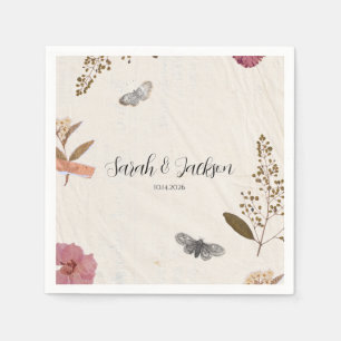 Shabby Chic bruiloft geperste bloemen Servet