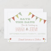 Shabby Chic Bunting Bewaar de datum Save The Date (Voorkant / Achterkant)