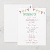 Shabby Chic Bunting Mariage Menu Rose et Mint (Devant / Derrière)