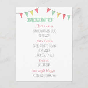 Shabby Chic Bunting Mariage Menu Rose et Mint