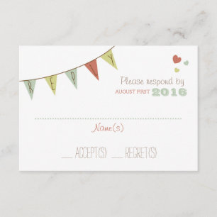 Shabby Chic Bunting Wedding Reply Card Delicate RSVP Kaartje