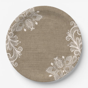 Shabby Chic Burlap- en Lace Chic Paper-Bord Papieren Bordje