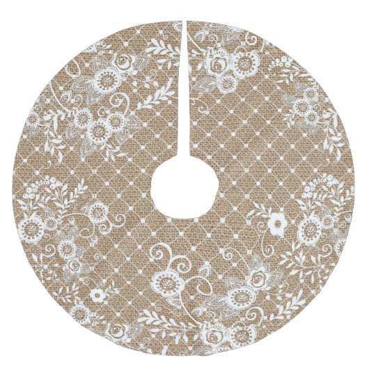 Shabby Chic Burlap & Lace Tree Rok Kerstboom Rok (Voorkant)