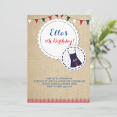 Shabby Chic Burlap Marine Red Invitations d'annive (Debout devant)