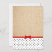Shabby Chic Burlap Marine Red Invitations d'annive (Dos)