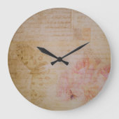  Shabby Chic Butterfly Antiek Script Grote Klok (Voorkant)