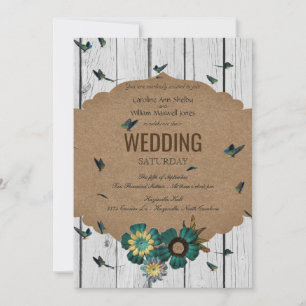 Shabby Chic Butterfly Faire-part de mariage en boi