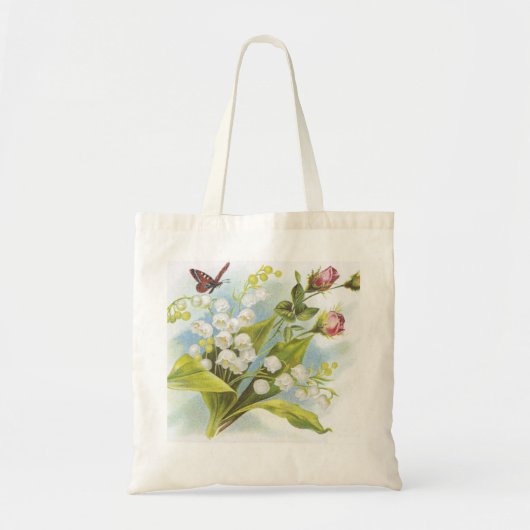 Shabby Chic Butterfly, Rozen & Lily van de vallei Tote Bag (Voorkant)
