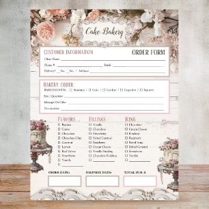 Shabby Chic  Cake Bakkerij Bestelbon Factuurformul Notitieblok
