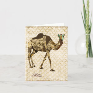 Shabby Chic Camel gepersonaliseerde briefkaart