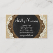 Shabby Chic Chalkboard, Rustic Burlap & Coral Bow Visitekaartje (Achterkant)