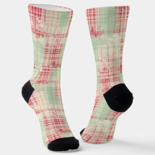 Shabby Chic Christmas Tartan Sokken (Gebogen)