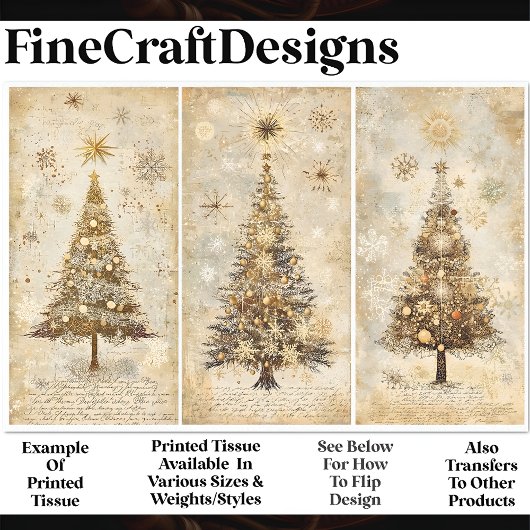 Shabby Chic Christmas Trees Cream AM1 Decoupage Tissuepapier