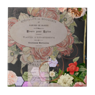 Shabby chic collage, Franse chic, land rustig,fl Tegeltje